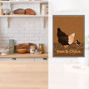 Hen and Chick, Orange Kitchen Wall Art