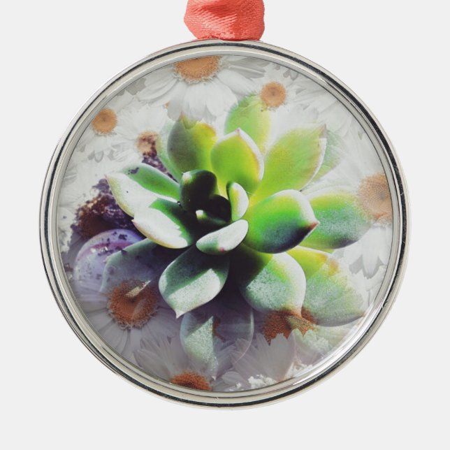 Hen and Chicks and Daisies Metal Ornament (Front)