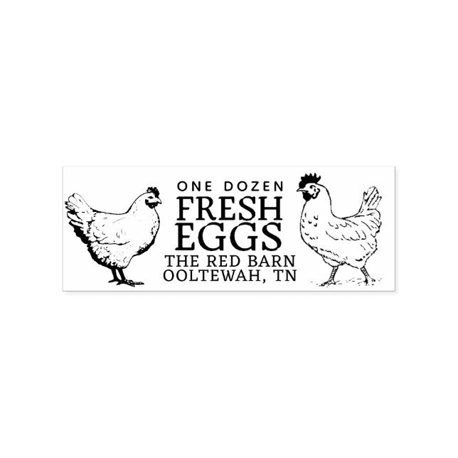 Hen and Rooster Egg Carton Stamp  (Imprint)