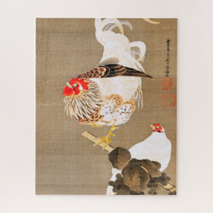 Hen and Rooster with Grapevine by Ito Jakuchu Jigsaw Puzzle
