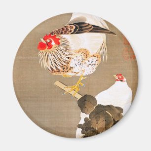 Hen and Rooster with Grapevine by Ito Jakuchu Magnet