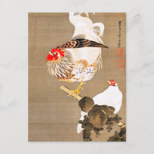Hen and Rooster with Grapevine by Ito Jakuchu Postcard