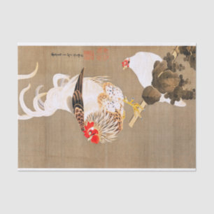 Hen and Rooster with Grapevine by Ito Jakuchu Tissue Paper