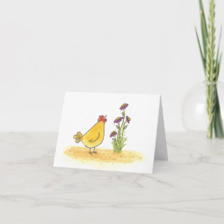 Hen And Tall Flower Card