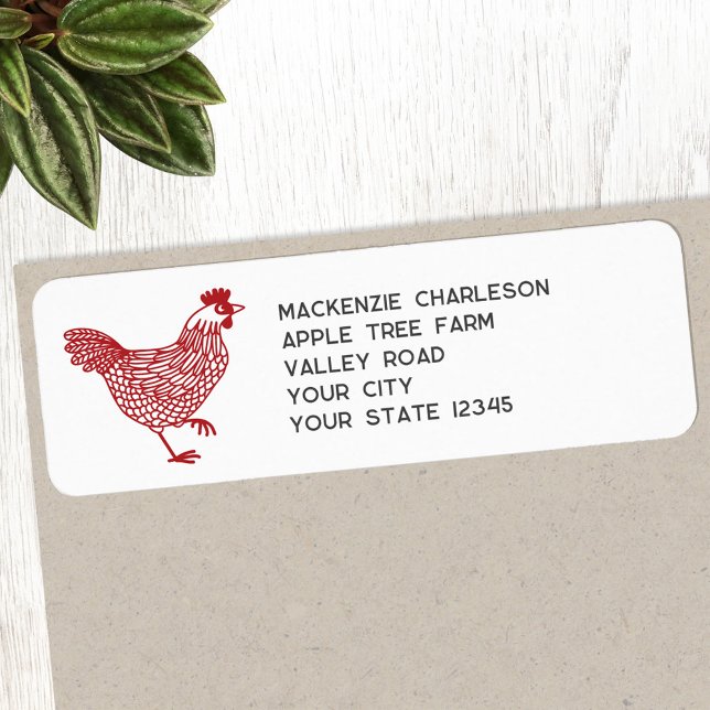 Hen Chicken Adresse de retour personnalisée (Chicken Hen Poultry personalized return address label)