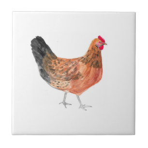 Hen Chicken Farm Animals watercolor Farmyard art Tile
