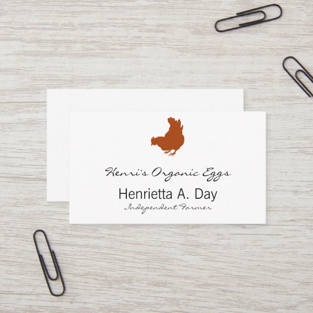 Hen [chicken, farmer, organic eggs] business card (Front/Back In Situ)