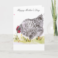 Hen chicken greeting card Mother's Day