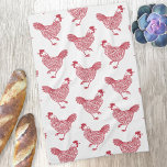 Hen Chicken Pattern Red and White Kitchen Towel<br><div class="desc">Modern red and white chicken or hen pattern for poultry lovers. Original art by Nic Squirrell.</div>