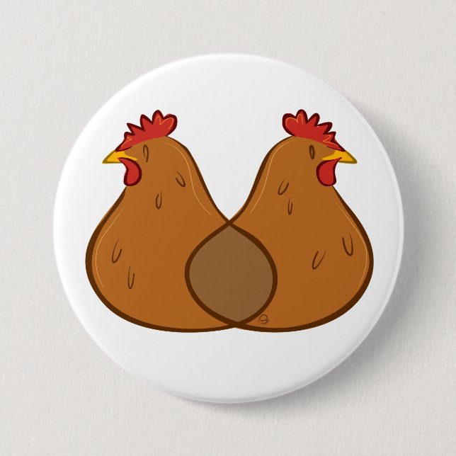 Hen Diagram - Badge 3 Inch Round Button (Front)