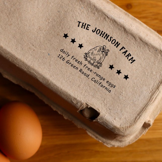 Hen Family Farm Fresh Eggs Address Rubber Stamp (Creator Uploaded)