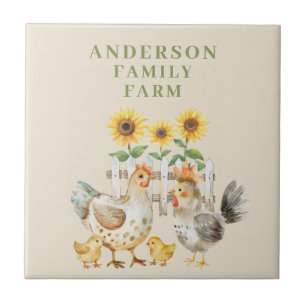 Hen Farm House Personalized Tile