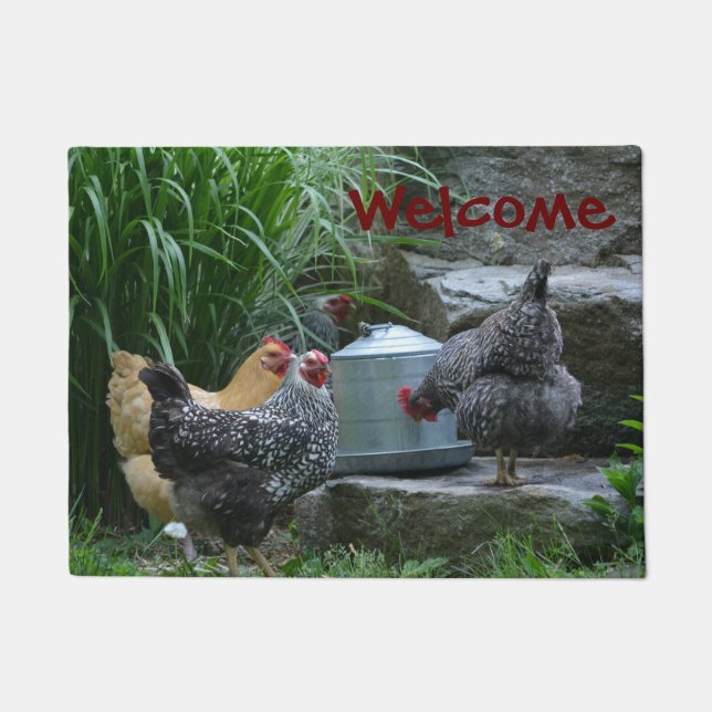 Hen Gossip At The Water Cooler Doormat (Front)