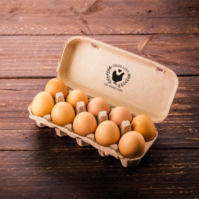 Hen Heart Wreath Fresh Eggs Farm Name Rubber Stamp (Creator Uploaded)