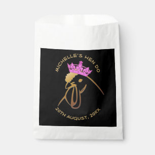 Hen in Pink Crown Bachelorette Party Custom Favour Bag