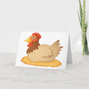 Hen Laying On Eggs Greeting Cards