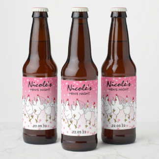 Hen Night Personalised Pink Sparkle Beer Label