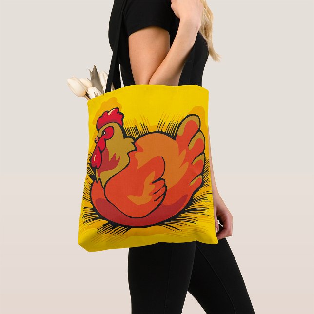 Hen on Nest Bright Farmyard Chicken Tote Bag (Creator Uploaded)