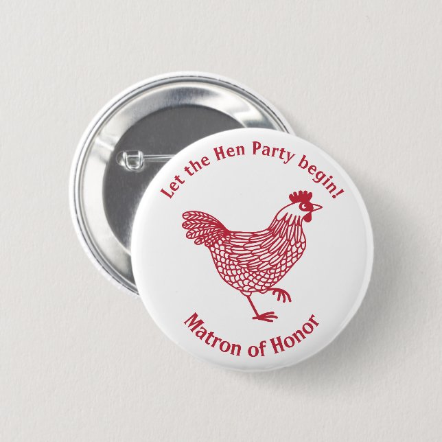 Hen Party Bachelorette Matron of Honor Button (Front & Back)