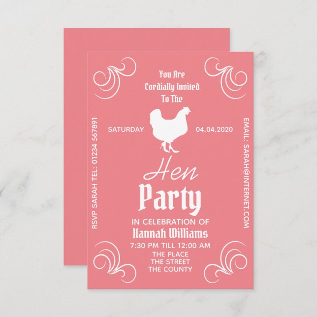 Hen Party Celebration Invitation (Front/Back)