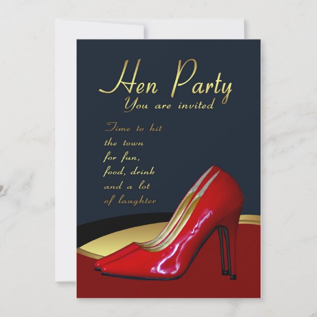 Hen Party Invitation Card - Hen Red Shoes Invitati (Front)