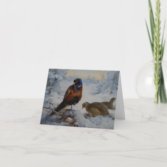  Hen Pheasant Winter , Archibald Thorburn Thank You Card (Front)