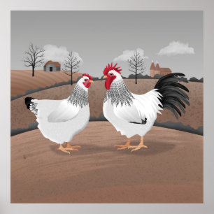 Hen & Rooster Poster
