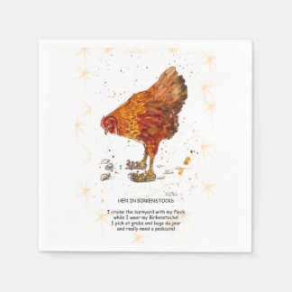 Hen wearing Birkenstocks Napkin
