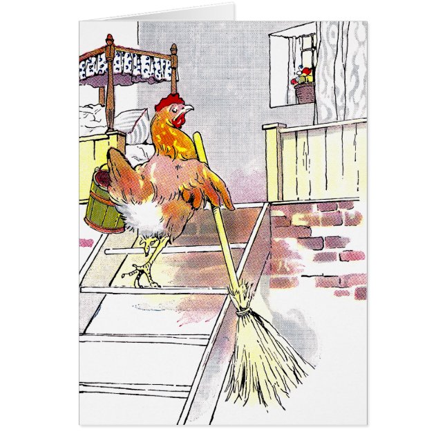 Hen with Broom Mounting Stairs to Bedroom (Front)
