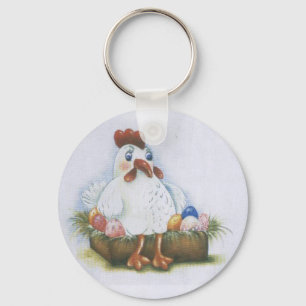 Hen with eggs keychain