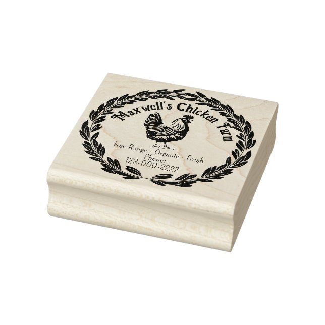 Hen Wreath Classic Egg Carton Labelling Rubber Stamp (Stamp)