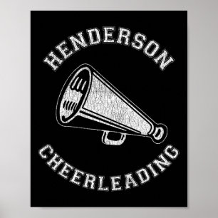 Henderson Cheer Distressed Retro 90's Cheerleader  Poster