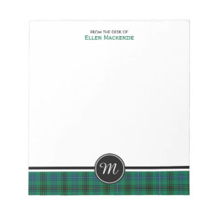 Henderson Clan Green and Blue Tartan Monogram Notepad