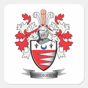Henderson Family Crest Coat of Arms Square Sticker