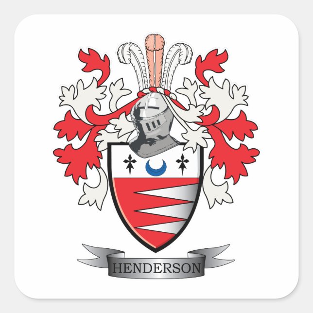 Henderson Family Crest Coat of Arms Square Sticker (Front)