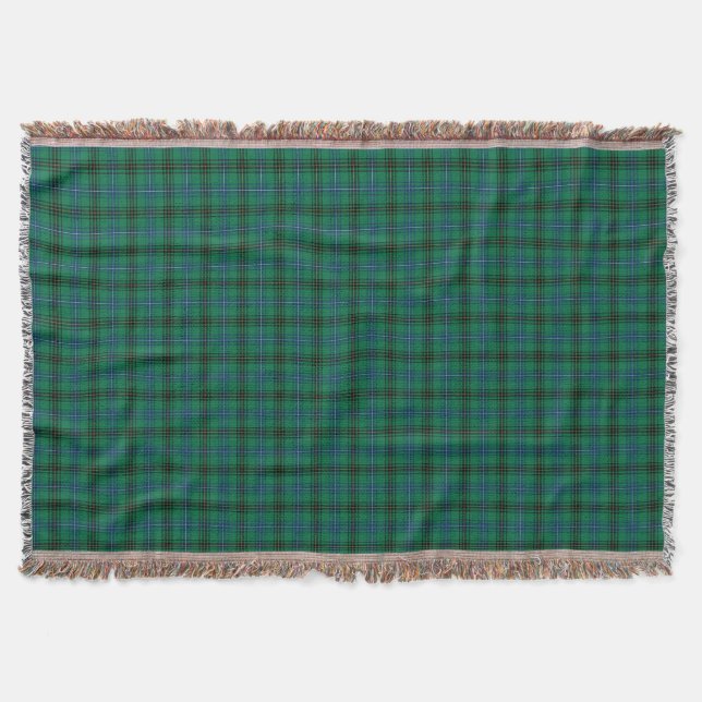 Henderson Family Green and Blue Clan Tartan Throw Blanket (Front)