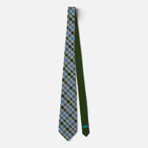 Henderson Scottish Clan Tartan Solid Green Initial Tie
