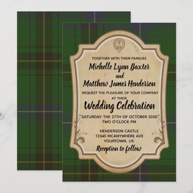 Henderson Tartan Faire-part de mariage (Devant / Derrière)