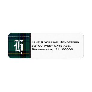 Henderson Tartan Plaid Monogram Address Labels