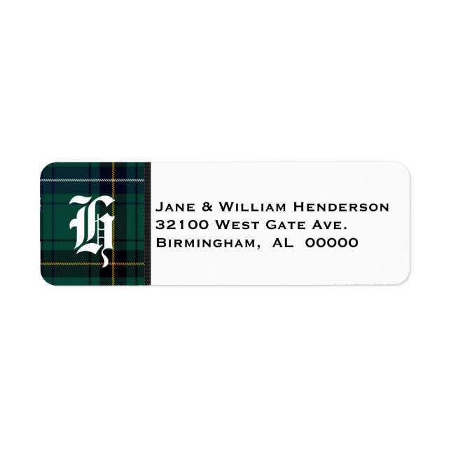 Henderson Tartan Plaid Monogram Address Labels (Front)