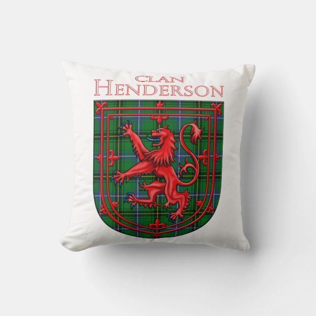 Henderson Tartan Scottish Plaid Lion Rampant Throw Pillow (Front)