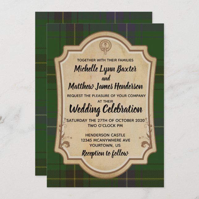 Henderson Tartan Wedding Invitation (Front/Back)