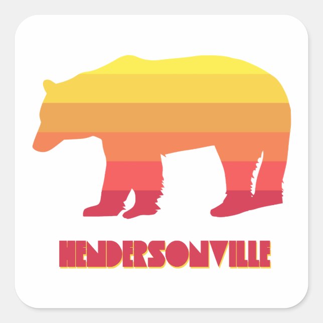 Hendersonville North Carolina Rainbow Bear Square Sticker (Front)