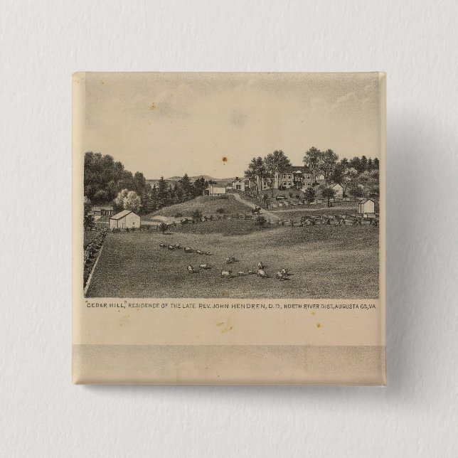 Hendren residences 2 inch square button (Front)