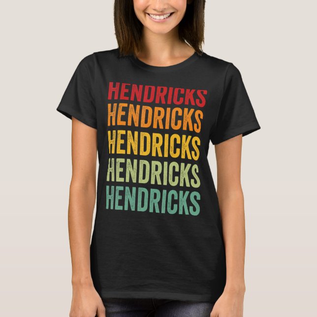 Hendricks County Indiana Rainbow Text Design T-Shirt (Front)