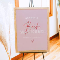 HENLEY Modern Pink Red Retro Bachelorette Welcome