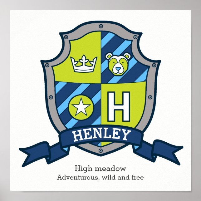 Henley nom de garçon signifiant affiche en écusson (Devant)