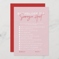 HENLEY Pink Red Bachelorette Scavenger Hunt Card