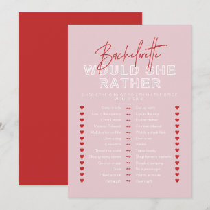 HENLEY Red Pink Would She Rather Bridal Game Invitation