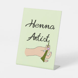 Henna Artist with Henna Cone Pedestal Sign
